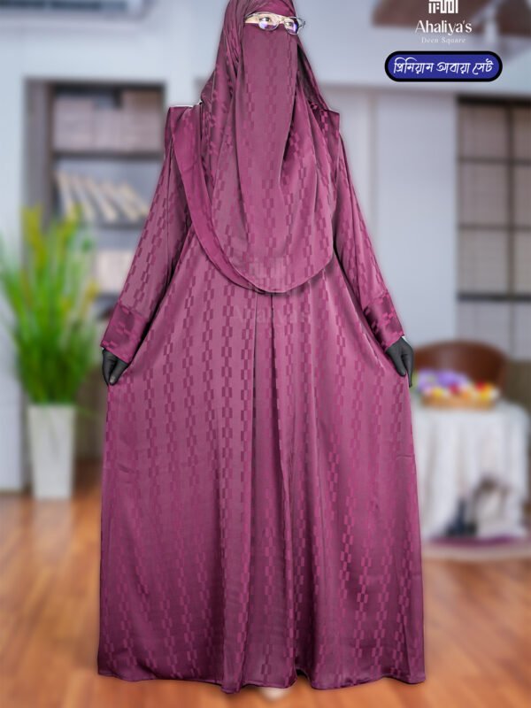 প্রিমিয়াম আবায়া ফুল সেট (বোরকা+প্লেইন ওরনা+ একপার্ট নিকাব)